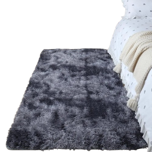 Passadeira Corredor 2,00x0,60 Tapete Super Peludo Beira De Cama Sala Quarto Cinza Mesclado