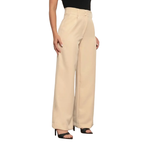 Calça Alfaiataria Feminina Wide Leg Social Cintura Alta
