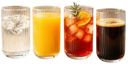 Copo de Vidro Canelado 400ml para Mesa Posta e Drinks, Pack com 6