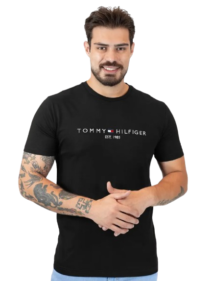 Camiseta Tommy Hilfiger Masculina Logo Tee Preta - Original