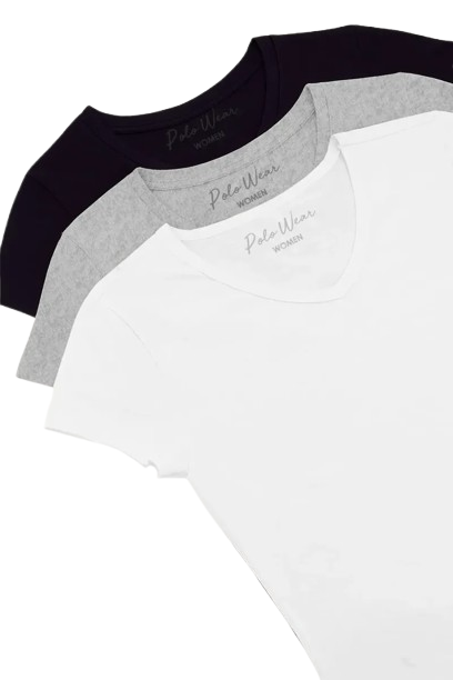 Kit 3 Camisetas Femininas De Malha Polo Wear Sortido