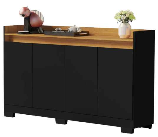 rack-aparador-buffet-retro-modelo-ryzen-com-4-portas-escritorio-cantinho-do-cafe-cinzanature - Imagem