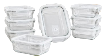 Vittak Kit 10 Potes Vidro Hermético Com 4 Travas Marmita Microondas Freezer Transparente 640ml