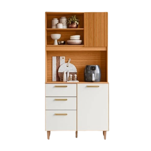 Armário Cozinha Compacto Kit Cozinha Poliman Com 3 Portas 2 Gavetas Sicília Piccolo Mdp Pintura Uv Branco Cor Freijó Off Ripado
