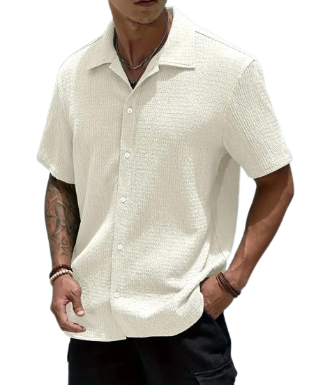 Camisa Casual Masculina Texturizada Com Botões Old Money