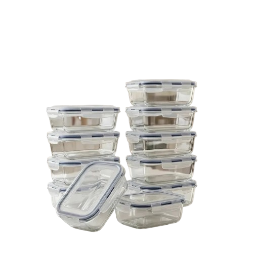 Kit 10 Potes Vidro Borossilicato Hermético Freezer E Forno