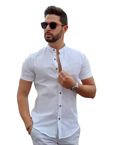 camisas-masculina-social-gola-padre-linho-premium-moda-luxo - Imagem
