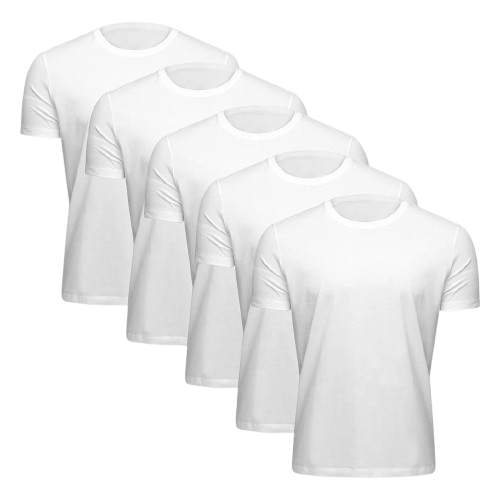 Kit Camiseta Hering Slim Masculina 5 Peças - Branco
