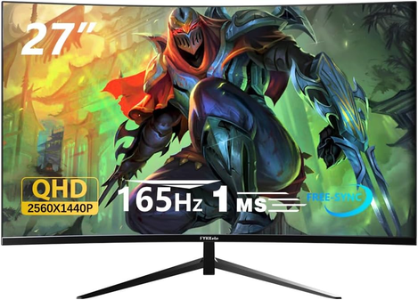 fyhxele-27-gamer-monitor-curvo-de-jogos-de-2k-165hz-qhd-2560x1440-va-1ms-vesa-alto-falante-sincronizacao-livre-1xhdmi20-2xdp14-95-dci-p3-hdr400 - Imagem