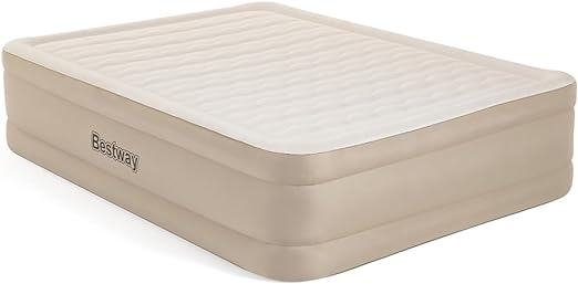 bestway-colchao-inflavel-casal-queen-fortech-com-inflador-eletrico-220v-nautika-acompanha-bolsa-suporta-ate-350kg-bege - Imagem