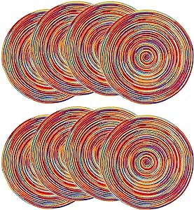 jogo-americano-trancado-redondo-colorido-para-mesa-de-jantar-38-cm-pacote-com-8 - Imagem
