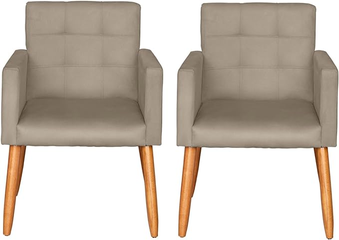 kit-2-poltronas-cadeira-decorativa-para-sala-de-estar-cadeiras-para-recepcao-manicure-escritorio-sala-de-espera-poltrona-moblan-tecido-suede-e-courino-cappuccino-tecido-suede - Imagem