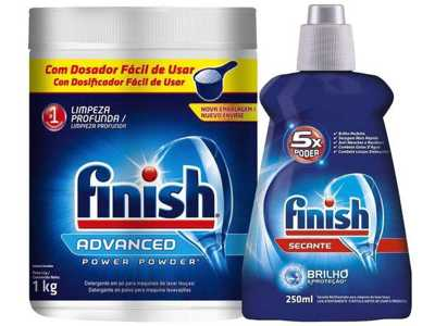 kit-detergente-em-po-para-lava-loucas-finish-1kg-secante-para-lava-loucas-250ml - Imagem