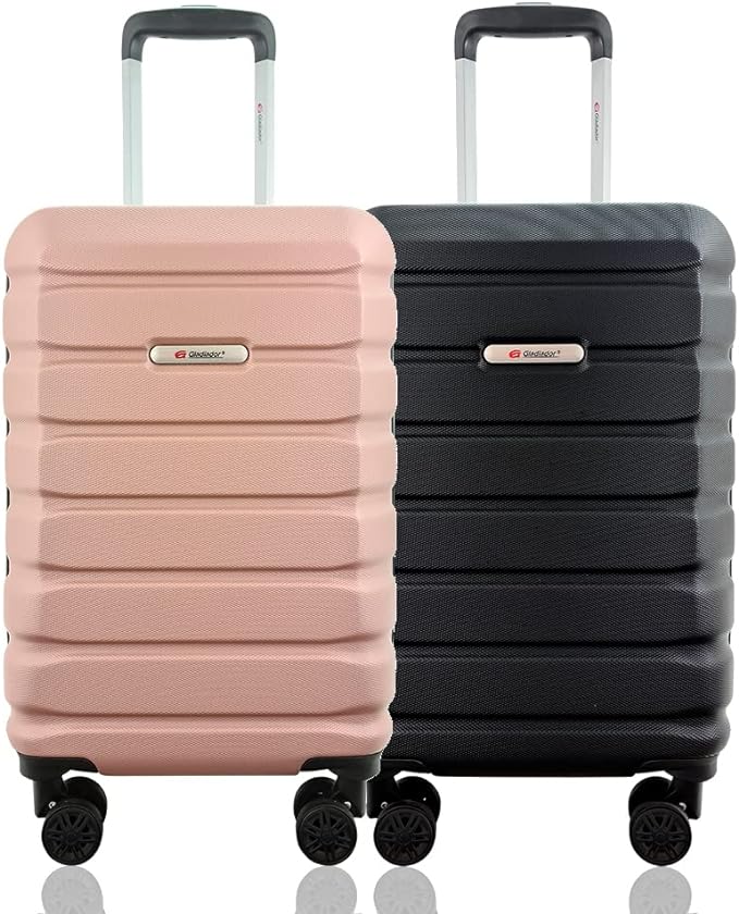 kit-duas-malas-de-bordo-rigidas-360o-gladiador-b3-preto-e-rose-gold - Imagem