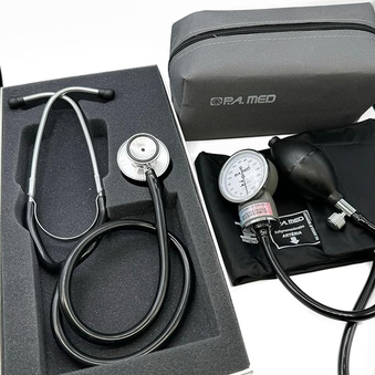 kit-enfermagem-academico-preto-estetoscopio-esfigmo-ap-de-pressao-com-bolsa-pa-med-2-anos-de-garantia - Imagem