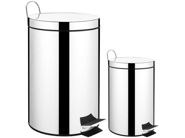 kit-lixeira-inox-para-banheiro-com-pedal-12l-e-3l-2-pecas-brinox-stardard - Imagem