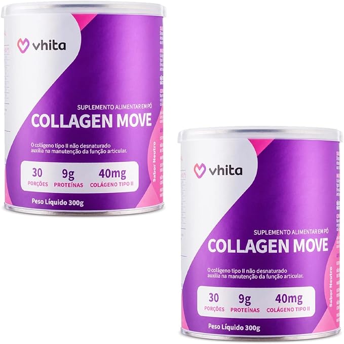 kitcombo-2x-collagen-move-vhita-colageno-tipo-2-nao-desnaturado-com-peptideos-de-colageno-tipo-1-para-articulacao-e-cartilagem-300g - Imagem