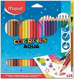 lapis-de-cor-aquarelavel-pincel-de-madeira-maped-color-peps-836013-24-cores - Imagem