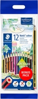 lapis-de-cor-staedtler-noris-colour-61-set6-st-12-12-cores-kit-com-lapis-preto-hb-2-e-borracha - Imagem