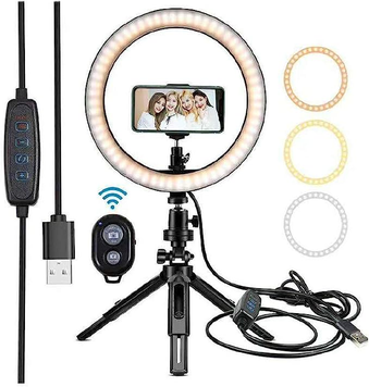led-ring-light-10-polegadas-com-controle-remoto-e-tripe-de-mesa-modelo-rl-010 - Imagem