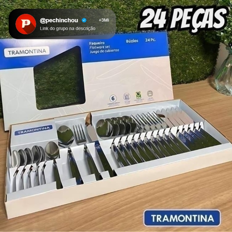 Por R$ 35,90: Jogo De Talheres Tramontina Colher Faca Garfo 24
