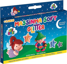 Massa de Modelar, Uti Guti, 26000, Glitter, 12 Cores
