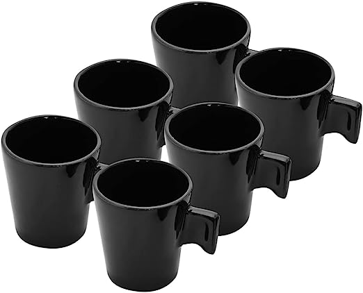 mimo-style-mini-canecas-para-cafe-com-6-pecas-na-cor-preta-produzidas-inteiramente-em-ceramica-com-isolamento-termico-elegante-e-combina-com-qualquer-ambiente-recepcione-e-sirva-convidados - Imagem
