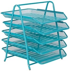 mind-reader-colecao-de-rede-bandeja-de-papel-de-5-niveis-armazenamento-de-arquivos-organizador-de-mesa-malha-de-metal-298-cm-c-x-355-cm-l-x-368-cm-a-turquesa - Imagem