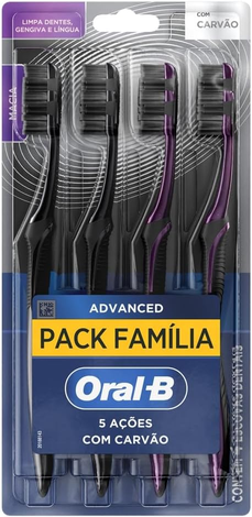oral-b-escova-de-dente-5-acoes-carvao-4-unidades - Imagem