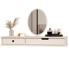 penteadeira-suspensa-camarim-com-espelho-2-gavetas-100-mdf-escrivaninha-maquiagem-manicure-salao-beleza-meninas-quarto-princesa-camarim-home-office-moveis-bela - Imagem
