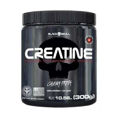 creatina-monohidratada-pura-pote-300g-creatine-black-skull-sabor-sem-sabor - Imagem
