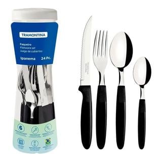faqueiro-ipanema-aco-inox-e-cabo-24-pecas-preto-tramontina - Imagem