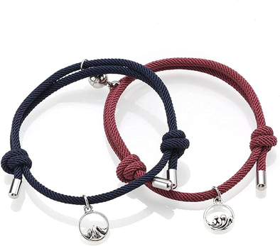 pulseira-azul-e-vermelho-minimalista-magnetica-para-casal-com-ima-tamanho-ajustavel - Imagem