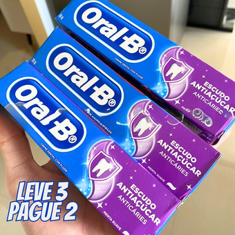 Creme Dental Oral-B Escudo Anti Açúcar Tradicional Leve 3 Pague 2 70g, Oral B Creme Dental Oral-B Escudo Anti Açúcar Tradicional Leve 3 Pague 2 70g, Oral B