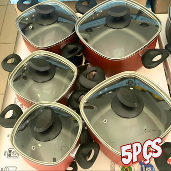 Conjunto De Panelas Quadrada Caçarola 5 Peças Antiaderente Vermelho Patolux Conjunto De Panelas Quadrada Caçarola 5 Peças Antiaderente Vermelho Patolux