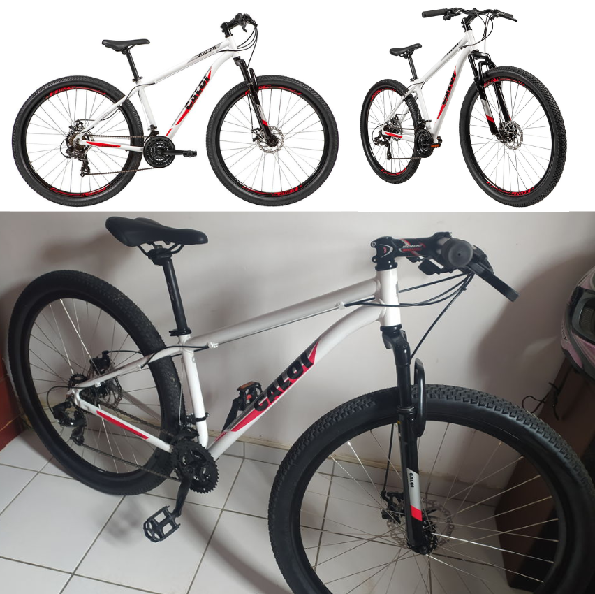 Bicicleta Aro 29 Caloi Vulcan com 21 Marchas, Quadro 15" e Suspensão Dianteira - Branca Bicicleta Aro 29 Caloi Vulcan com 21 Marchas, Quadro 15" e Suspensão Dianteira - Branca