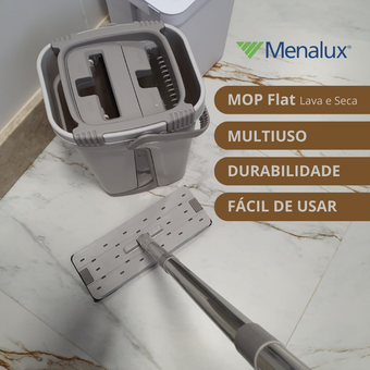 MOP Flat Lava e Seca Menalux com Refil Extra de Microfibra MOP Flat Lava e Seca Menalux com Refil Extra de Microfibra