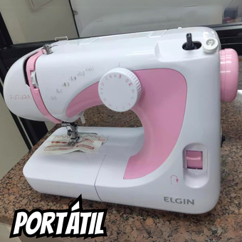 Máquina De Costura Reta Elgin Futura Jx-2040 Portátil 127v Cor Branco/rosa Máquina De Costura Reta Elgin Futura Jx-2040 Portátil 127v Cor Branco/rosa