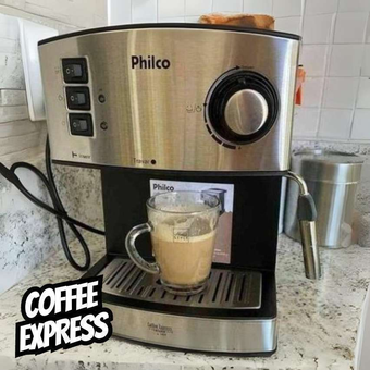 Cafeteira Philco Coffee Express 15 Bar Filtro Permanente Cor Preto/Prateado 220V Cafeteira Philco Coffee Express 15 Bar Filtro Permanente Cor Preto/Prateado 220V