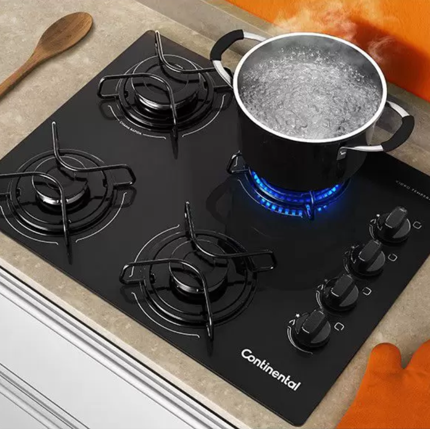 Cooktop 4 Bocas Continental a Gás GLP Preto - KC4GP Cooktop 4 Bocas Continental a Gás GLP Preto - KC4GP
