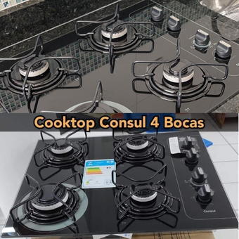 Cooktop Consul 4 Bocas com Grades Individuais - Acendimento Automático Facilite CD060AE Cooktop Consul 4 Bocas com Grades Individuais - Acendimento Automático Facilite CD060AE
