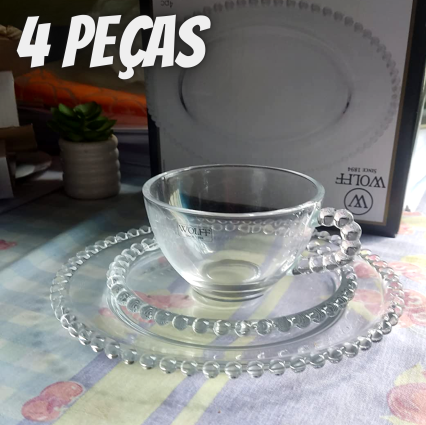 Wolff Coração Pearl Conjunto de Pratos de Cristal 4 Peças, Transparente, 10 cm Wolff Coração Pearl Conjunto de Pratos de Cristal 4 Peças, Transparente, 10 cm