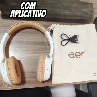 AER by Geonav Fone de Ouvido sem fio Bluetooth AerJoy, On-Ear Dobrável, autonomia* 52 horas, Equalização via Aplicativo, função Encontrar fone, AER13WT, Branco/Caramelo AER by Geonav Fone de Ouvido sem fio Bluetooth AerJoy, On-Ear Dobrável, autonomia* 52 horas, Equalização via Aplicativo, função Encontrar fone, AER13WT, Branco/Caramelo