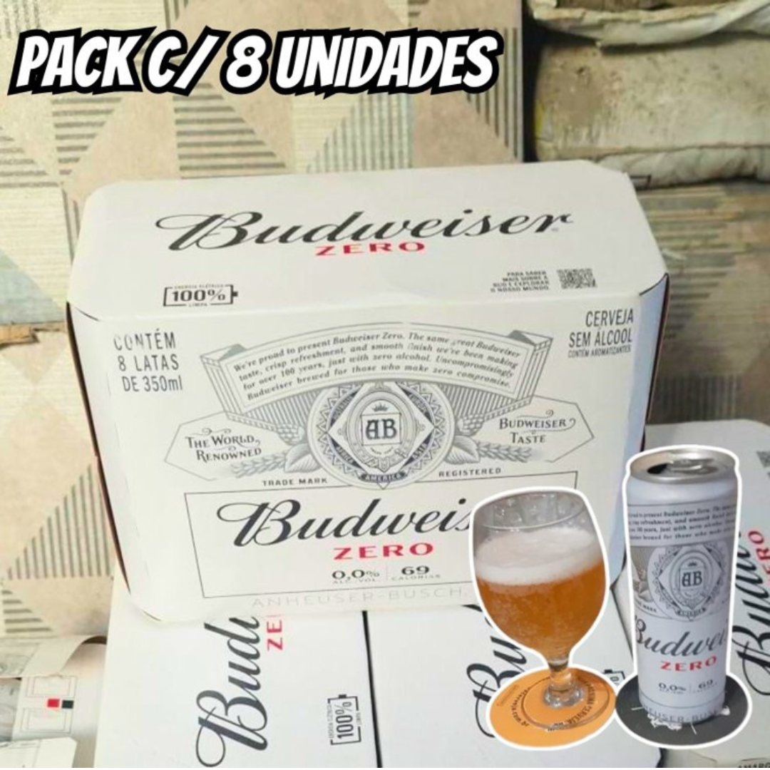Cerveja Budweiser Zero sem Álcool Malte 8 Unidades Lata 350ml Cerveja Budweiser Zero sem Álcool Malte 8 Unidades Lata 350ml