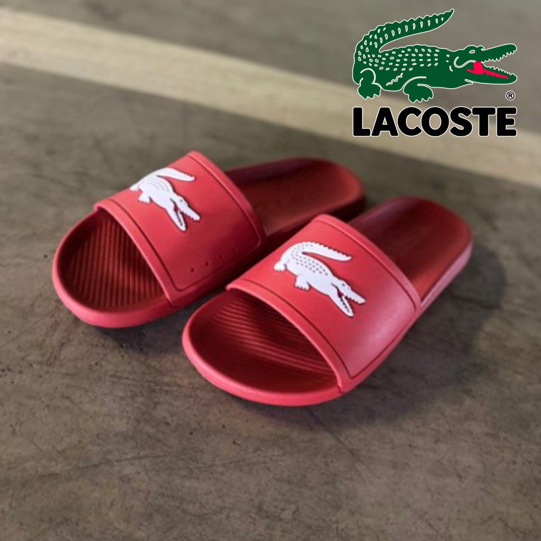 Chinelo Lacoste masculino Croco em material sintético Vermelho Chinelo Lacoste masculino Croco em material sintético Vermelho