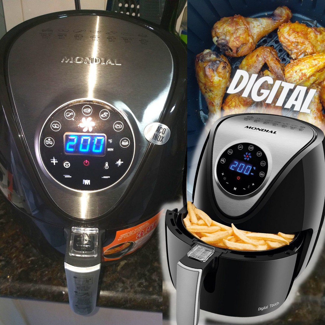 Fritadeira Elétrica Sem Óleo Air Fryer Mondial Family Inox Af-30-di 3,5 L Digital Touch – Preta/inox Fritadeira Elétrica Sem Óleo Air Fryer Mondial Family Inox Af-30-di 3,5 L Digital Touch – Preta/inox