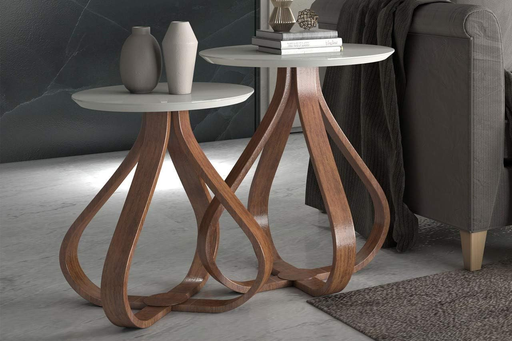 Jogo de Mesa de Canto Bella Redonda Off White Jogo de Mesa de Canto Bella Redonda Off White
