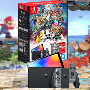 Console Nintendo Switch Oled + Jogo Super Smash Bros Ultimate - Hbgsskacla Console Nintendo Switch Oled + Jogo Super Smash Bros Ultimate - Hbgsskacla