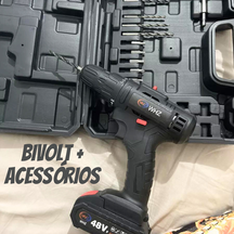 Parafusadeira Furadeira Bateria 48v 10mm Bivolt + Acessórios Parafusadeira Furadeira Bateria 48v 10mm Bivolt + Acessórios