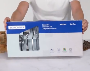 Jogo de Talheres Faqueiro Inox 24 Peças Búzios Tramontina Jogo de Talheres Faqueiro Inox 24 Peças Búzios Tramontina